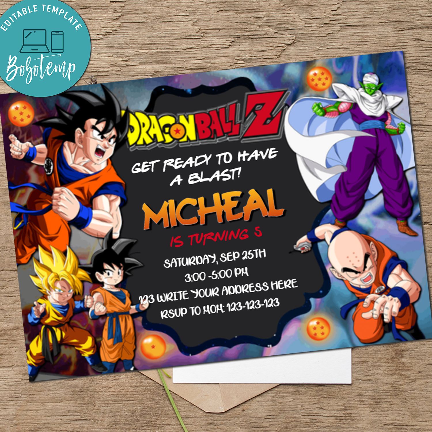 Dragon Ball Birthday Invitation Dragonball Z Invitation Printable ...