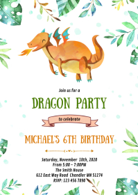 27 Free Templates for Dragon and princess birthday invitation ...