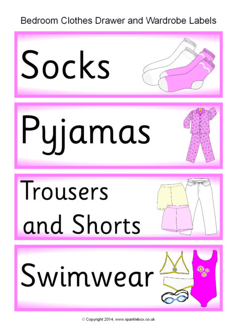 Bedroom Clothes Drawer and Wardrobe Labels (SB3138) - SparkleBox