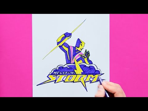 How to draw Melbourne Storm Logo (National Rugby League) - YouTube