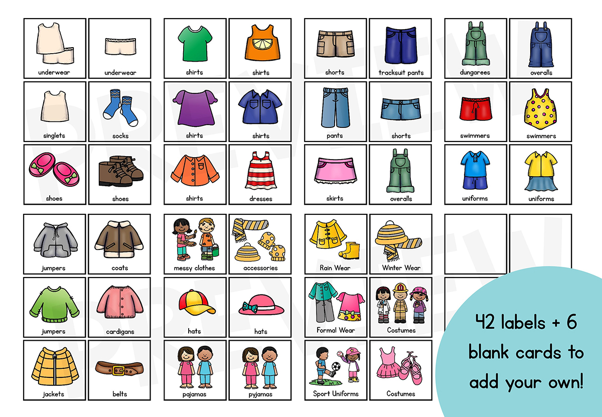 Kids Clothing Drawer Labels
