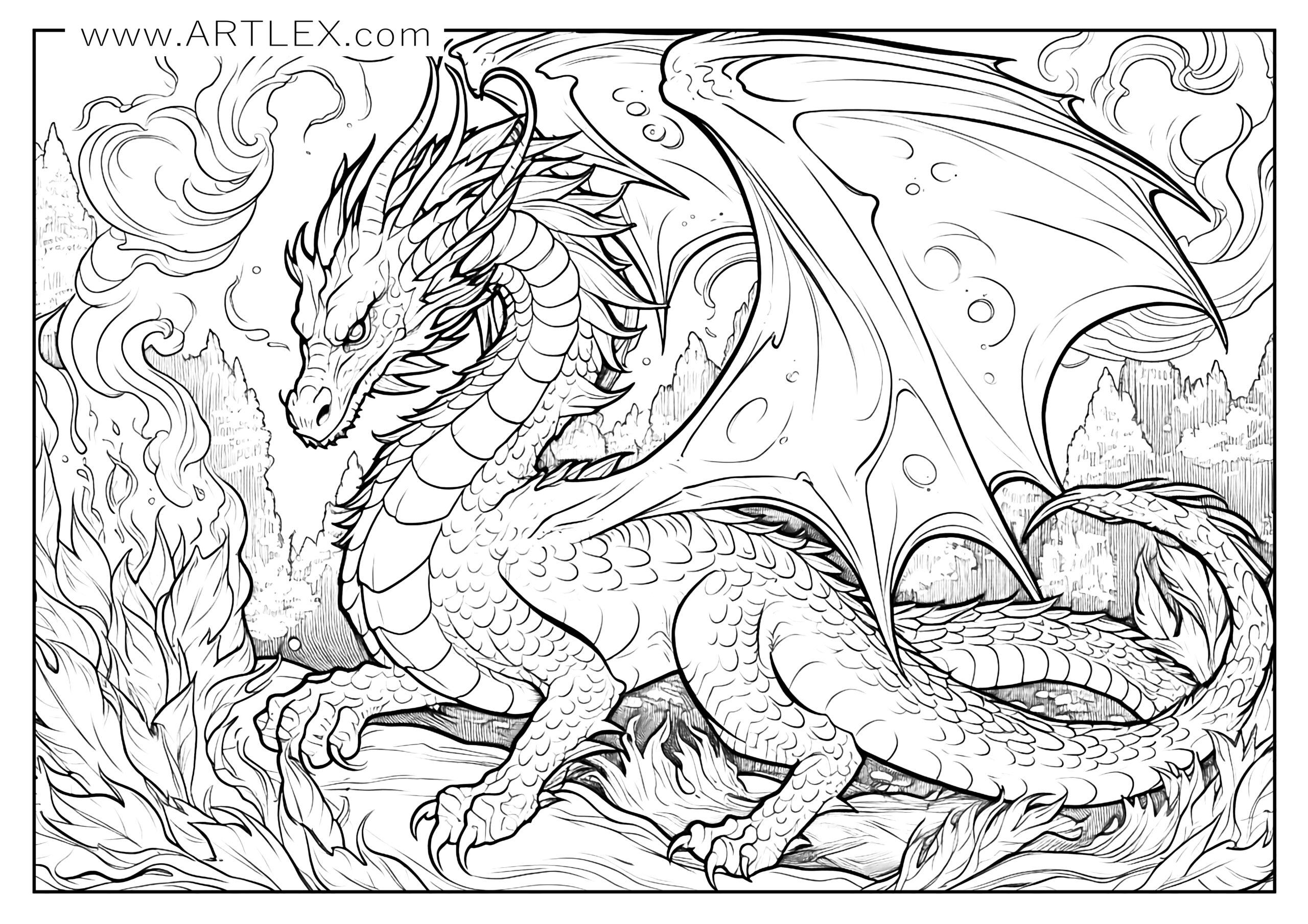 10 Free Dragon Coloring Pages Free Printable Artlex Worksheets 