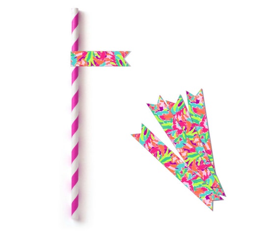 Printable Floral Straw Flags Hen Party Photobooth Props Bright ...