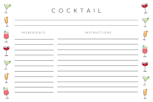 printable drink recipe cards