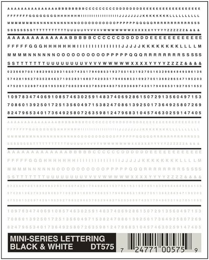 Schriftzug, schwarz &  weiß Mini Serie Dry Transfer Decals Woodland Scenics