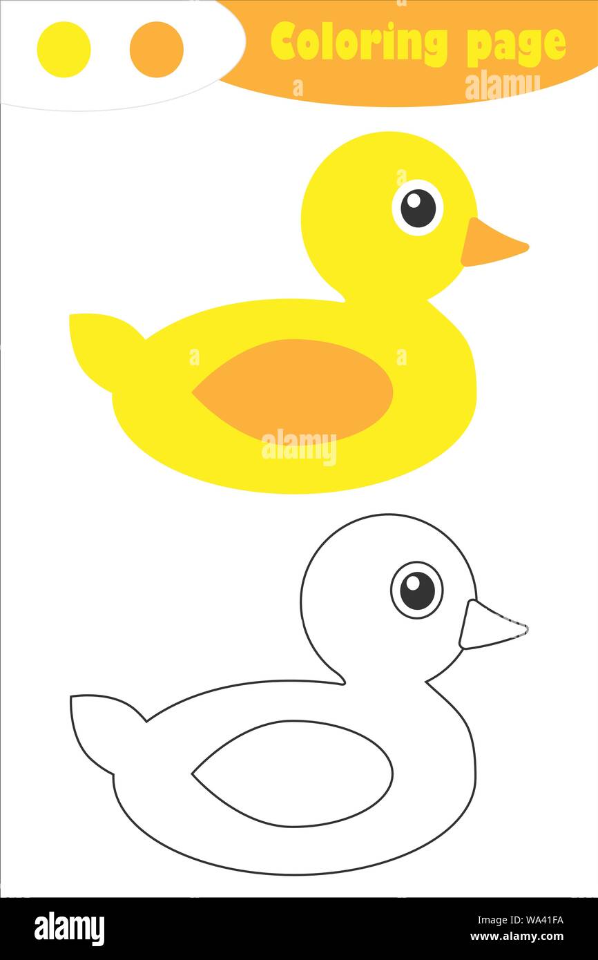 Duck in cartoon style, coloring page, spring education paper game ...