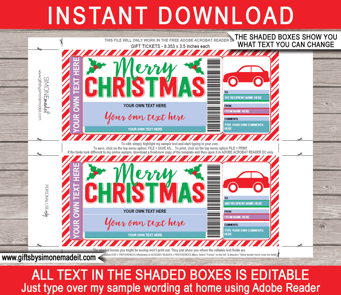Christmas Driving Lessons Gift Voucher Template | Printable ...