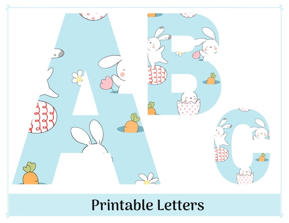 Easter Bunny Alphabet Letters A Z Numbers 0 9 Clip Art Printable 