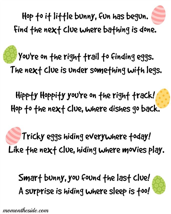printable easter basket scavenger hunt clues