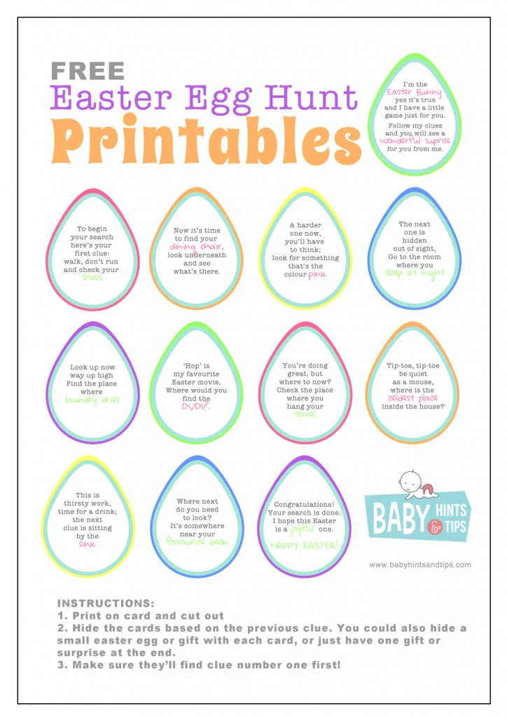 FREE Easter egg hunt printable clues - cool Easter egg hunt ideas!