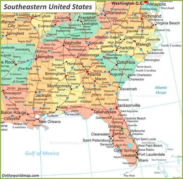printable eastern us road map