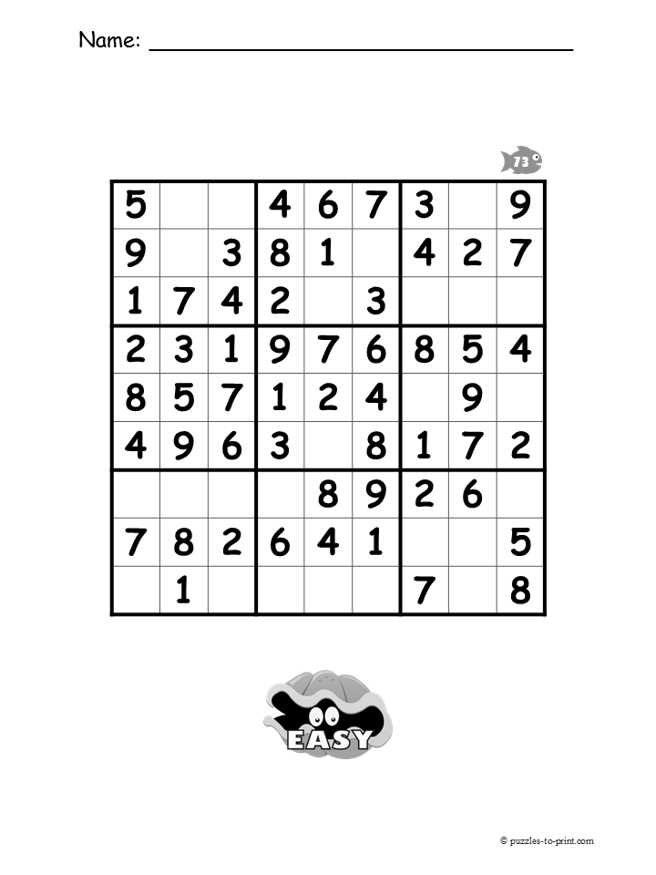 Free Printable Easy Beginner Sudoku