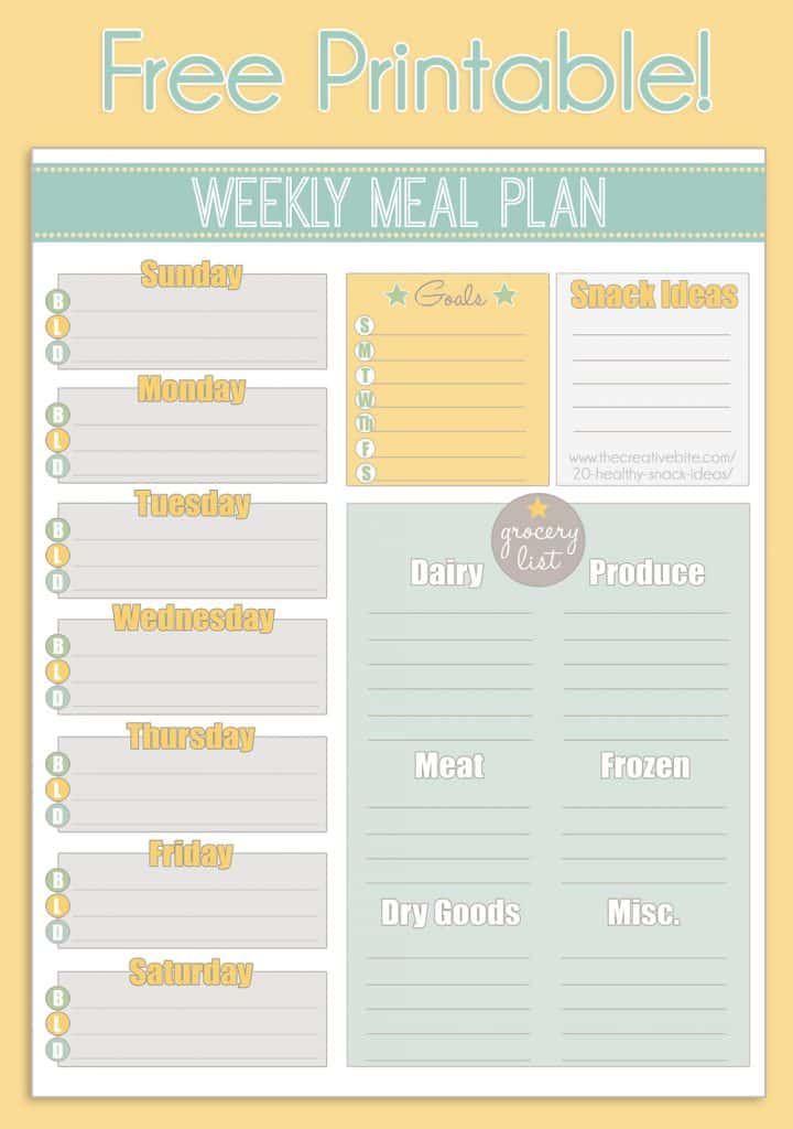 printable eating schedule