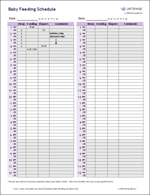 Free Baby Feeding Schedule - Printable Baby Feeding Chart