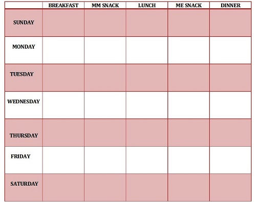 Free Printable Weekly Food Chart Planner for Babies