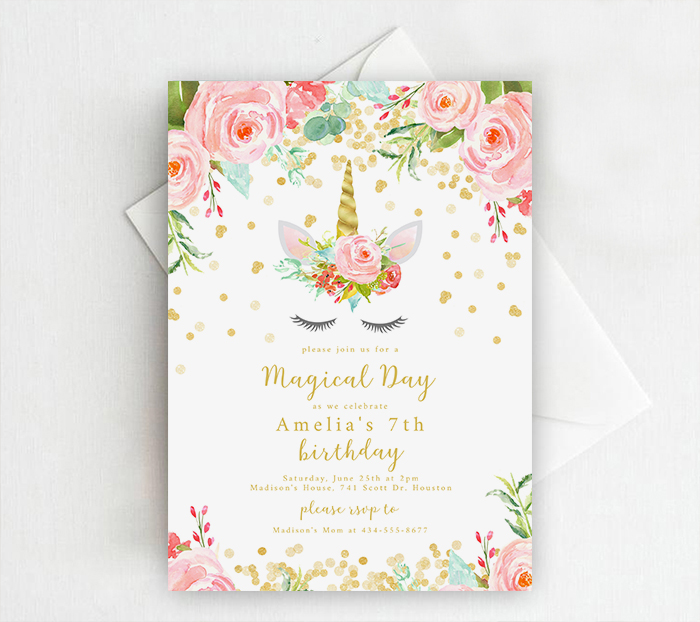 Free Birthday Party Invitation Template, Magical Day Unicorn ...