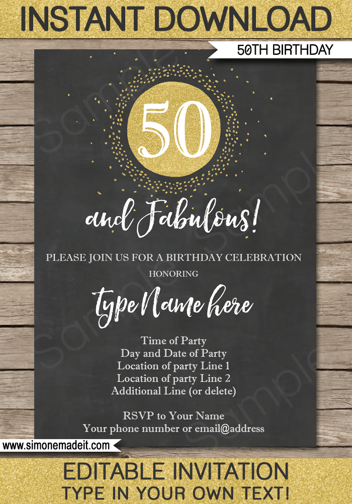 50th Birthday Invitations template