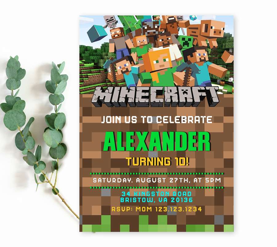 Minecraft birthday invitation template - Edit Online Now Access ...