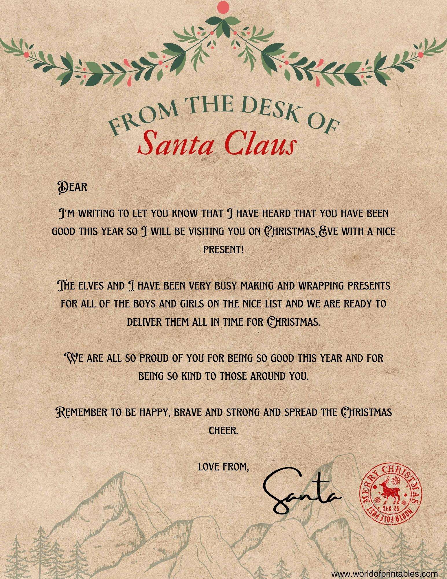 10 Best Free Letter From Santa Templates - World of Printables