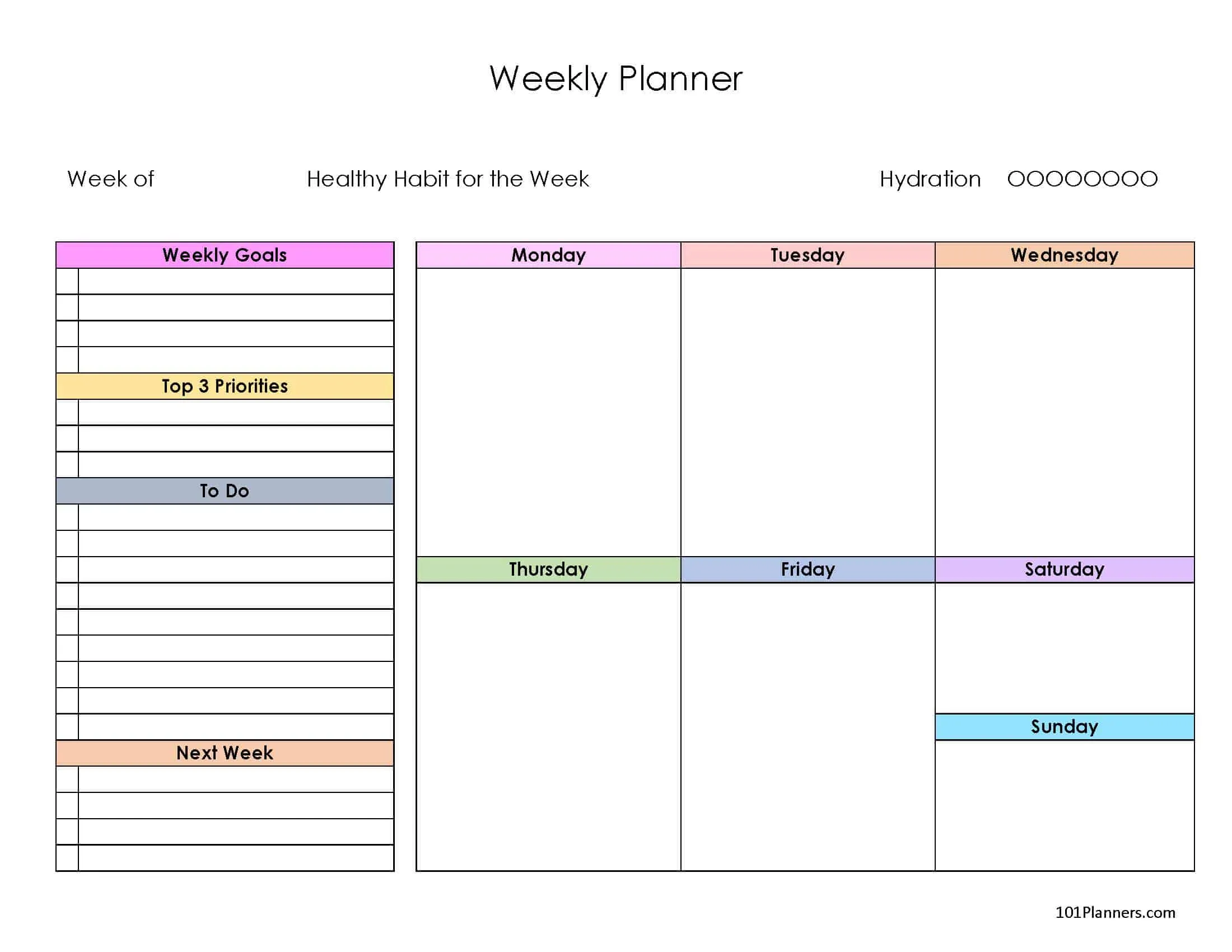 FREE 2024 Weekly Planner PDF Printable | Instant Download