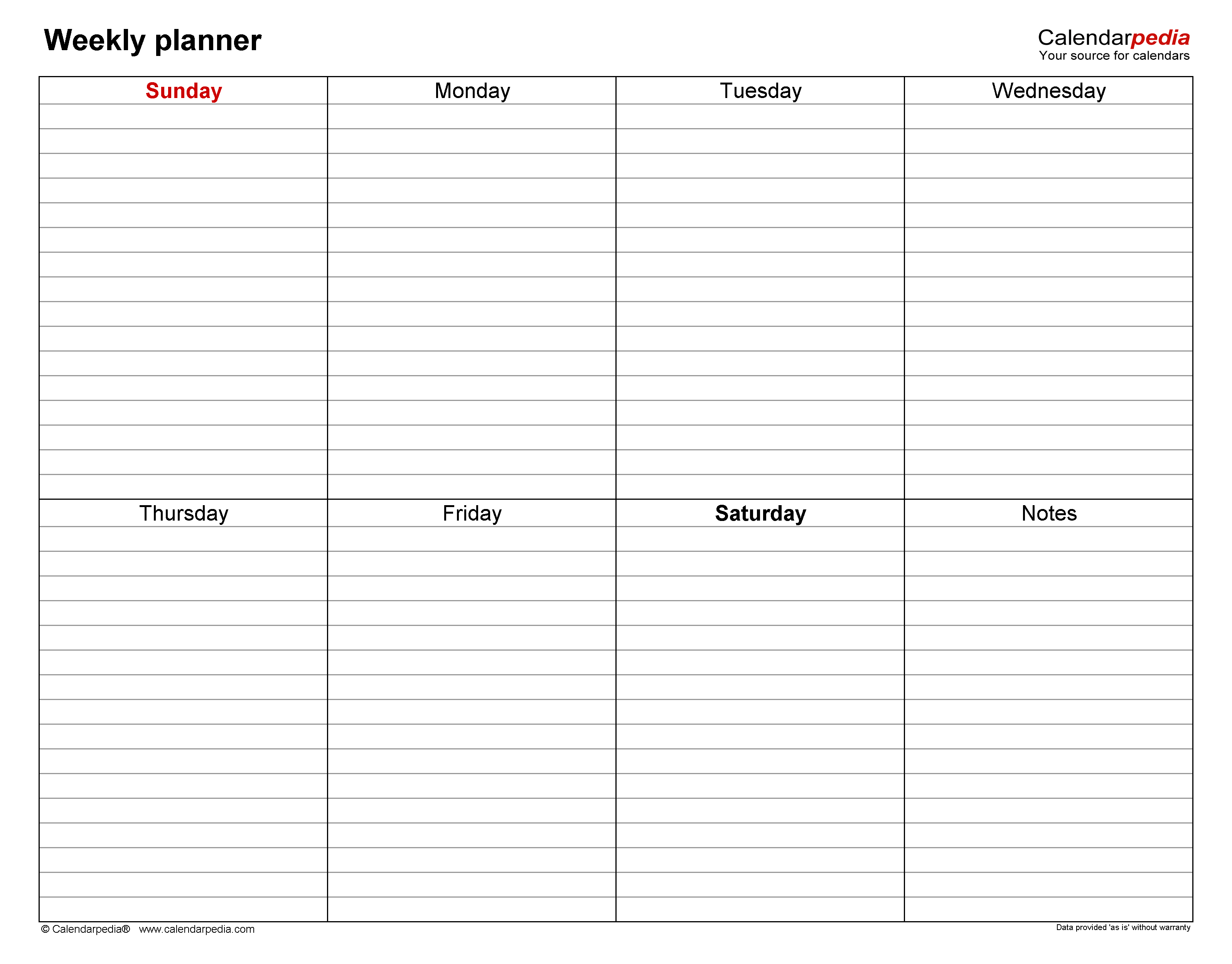 Free Weekly Planners for Microsoft Word - 20+ Templates