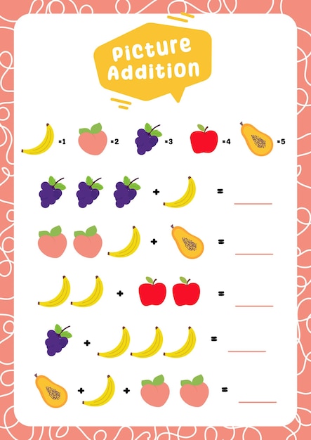 Premium Vector | Flat design vector fruit picture counting ...
