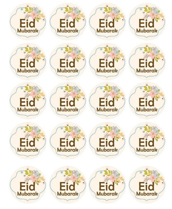 Digitale und druckbare Eid Etiketten, Eid Leckereien, Design DIY, Eid  Mubarak Aufkleber, bunte Muster, Eid Mubarak, Kuchendekoration.