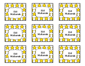 Eid Mubarak Star Set | Coloring Page, Greeting Card, Gift Tags ...
