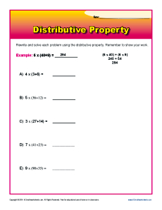 Distributive Property 3rd Grade Math Worksheets