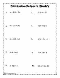 Distributive Property Worksheets: Simplify