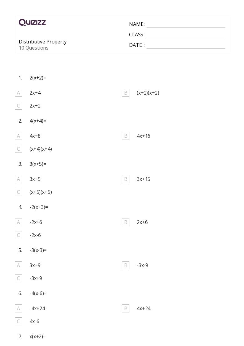 50+ distributive property worksheets for 12th Class on Quizizz ...