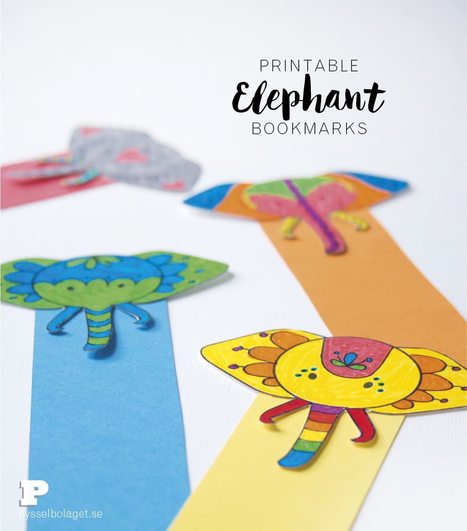 Free printable elephant bookmarks