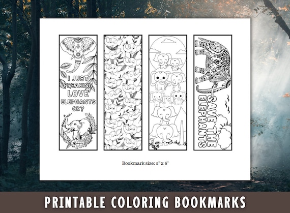 Elephant Bookmark Printable Coloring, I Love Elephants, Home ...