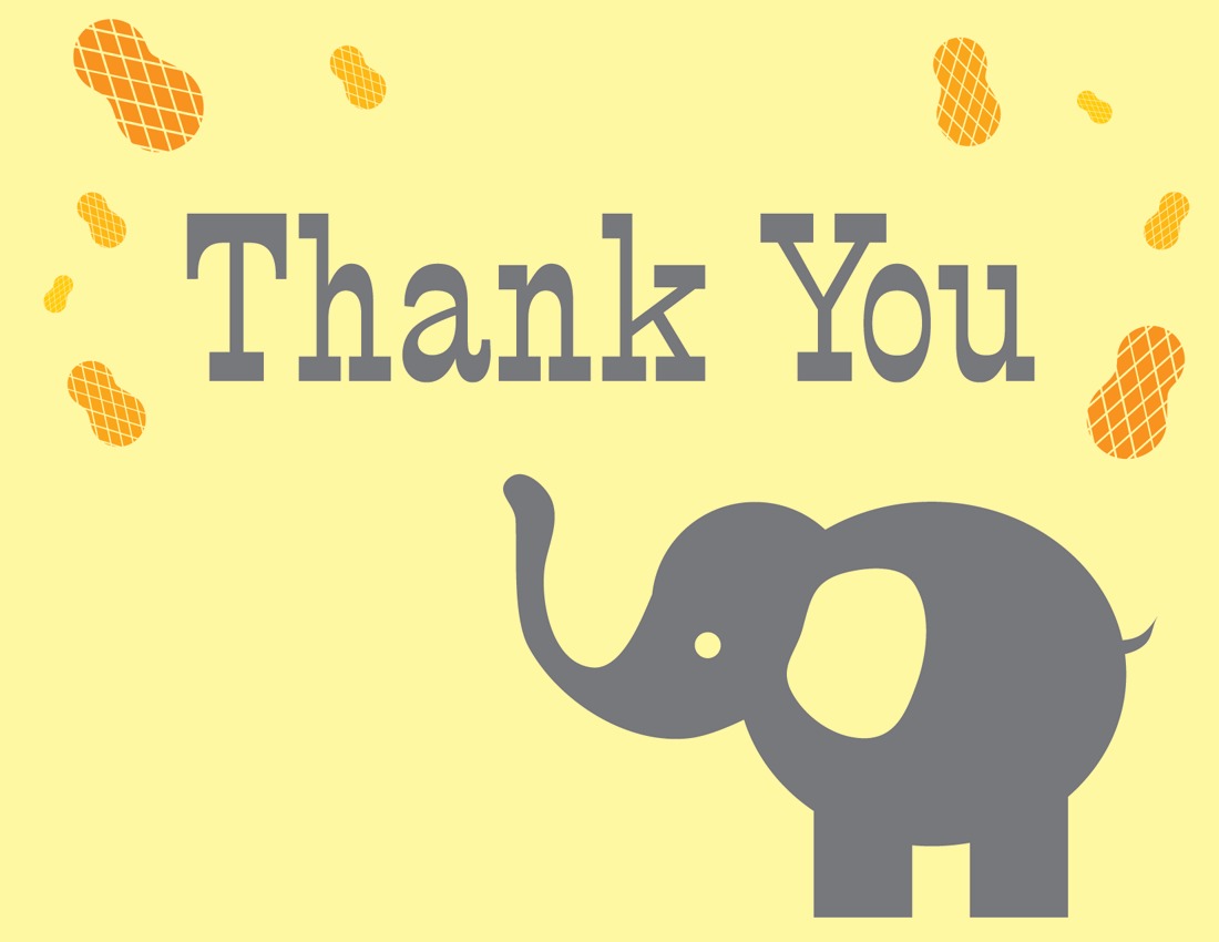 printable elephant thank you cards