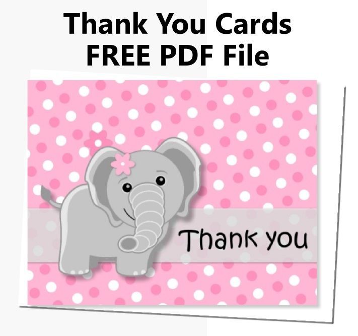 printable elephant thank you cards
