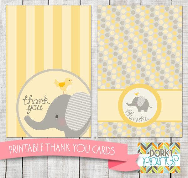 printable elephant thank you cards