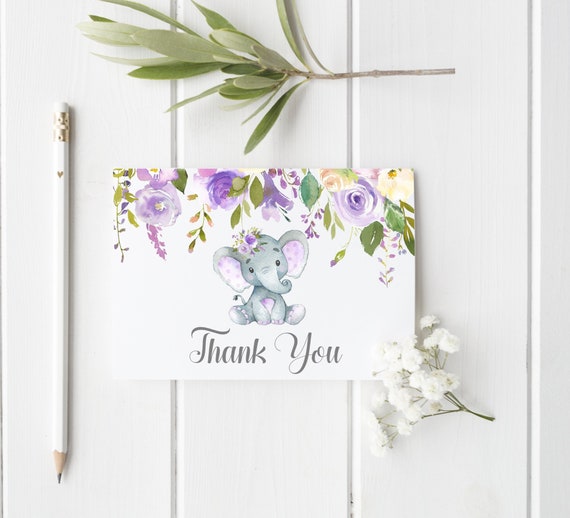 printable elephant thank you cards