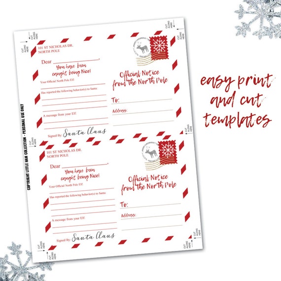 Elf Notice Postcard , Santa Notice Postcard, Nice Notice, Naughty ...