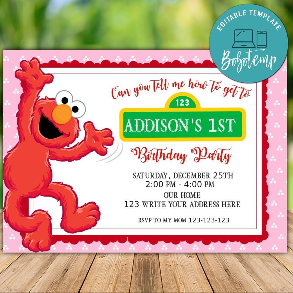 Image 4 for Elmo Birthday Card Template