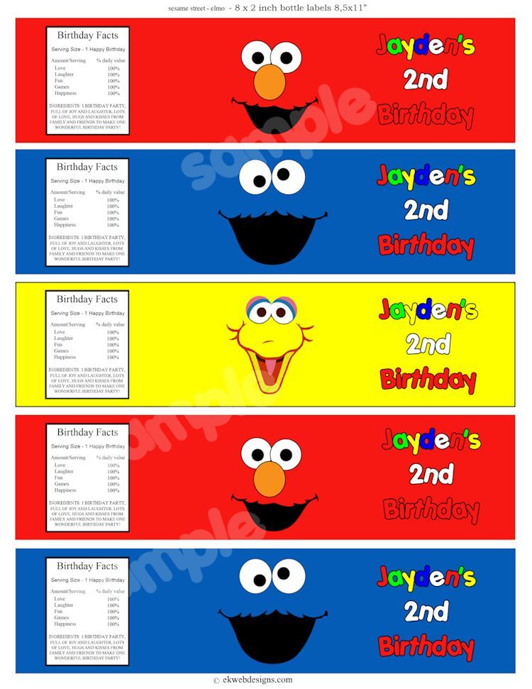 printable elmo water bottle labels