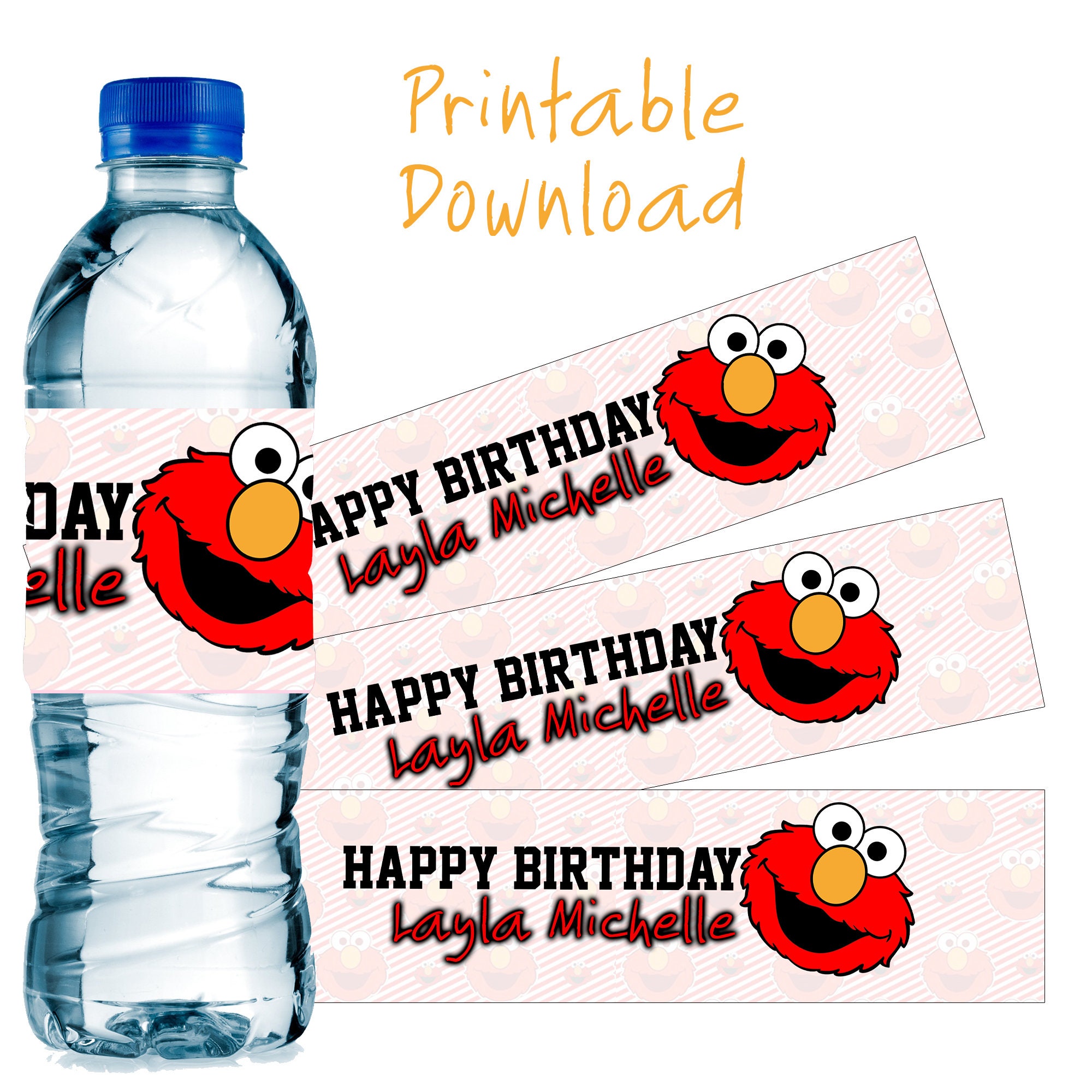 Elmo Birthday Water Bottle Label Template DIY | Bobotemp - Worksheets Library for Free Printable Elmo Water Bottle Labels