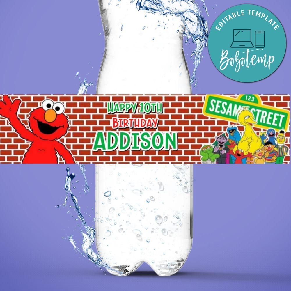 Elmo Birthday Water Bottle Label Template DIY | Bobotemp