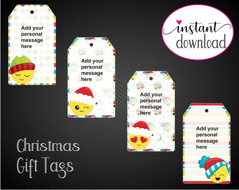 Printable Christmas Emoji Gift Tags