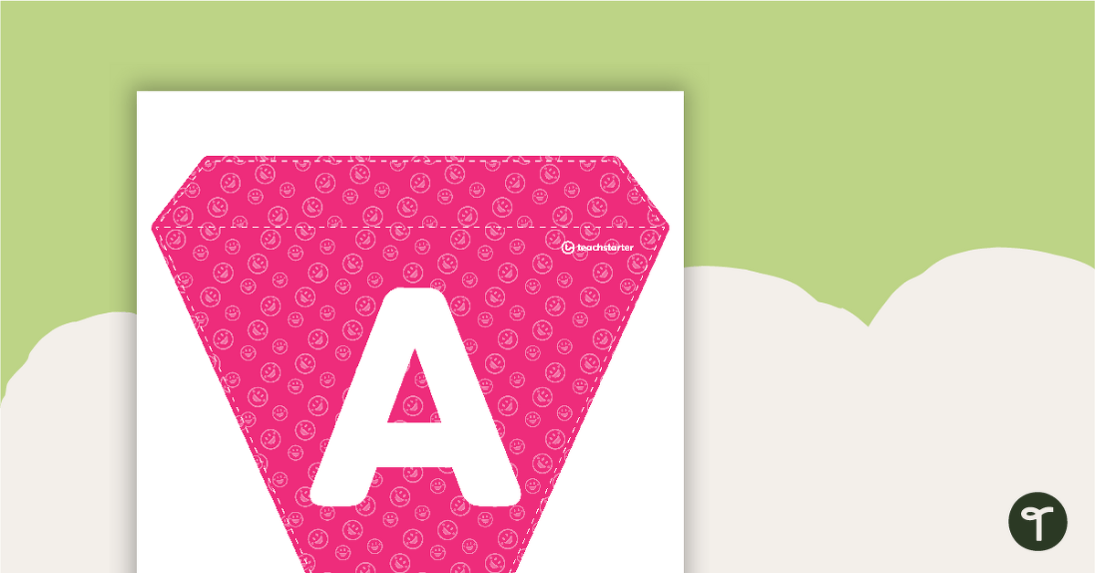 Pink Emoji - Letters and Numbers Pennant Banner | Teach Starter