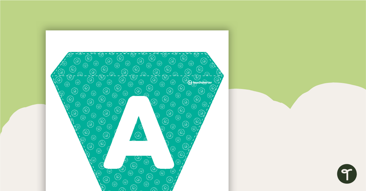 Green Emoji - Letters and Numbers Pennant Banner | Teach Starter
