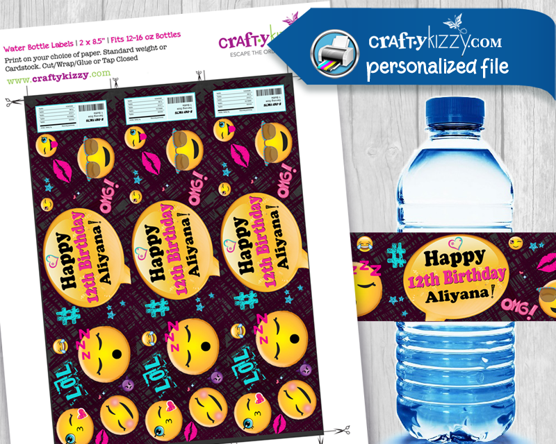 printable emoji water bottle labels free