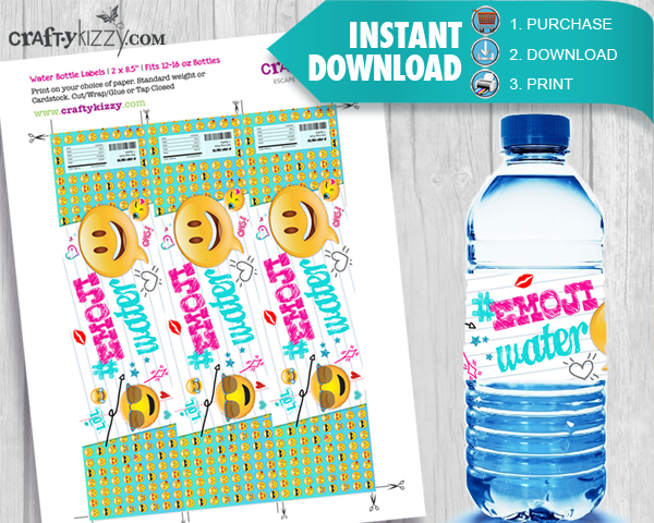 printable emoji water bottle labels free