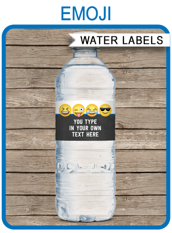 Emoji Theme Water Bottle Labels template - boys