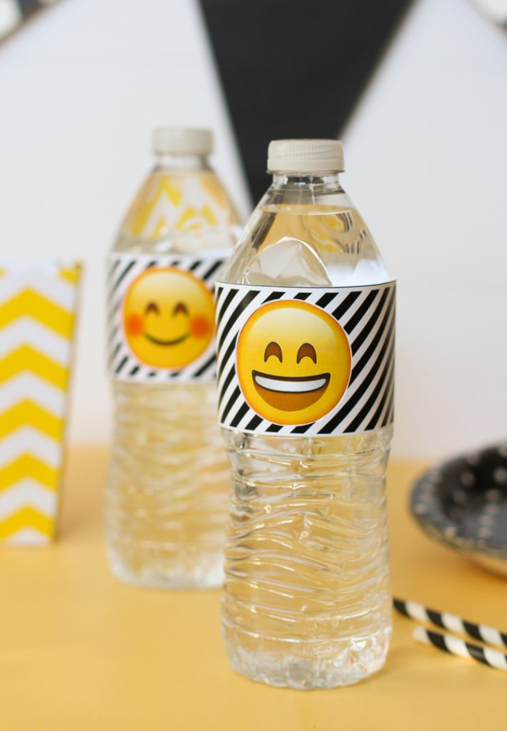 Emoji Party Water Bottle Labels