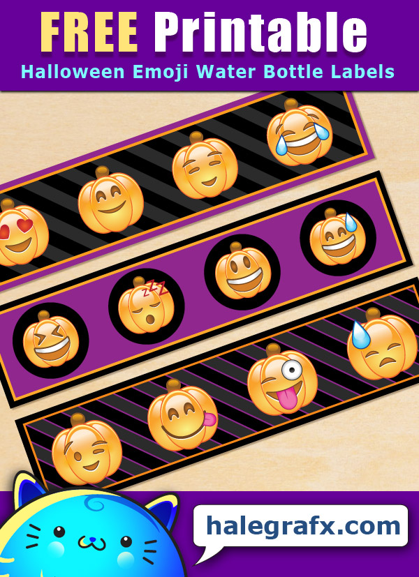 Free Printable Halloween Emoji Themed Water Bottle Labels